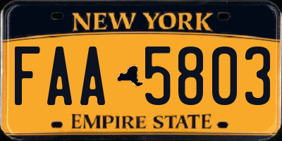 NY license plate FAA5803