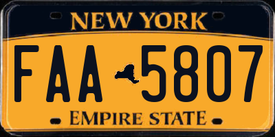 NY license plate FAA5807