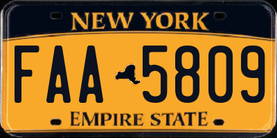 NY license plate FAA5809