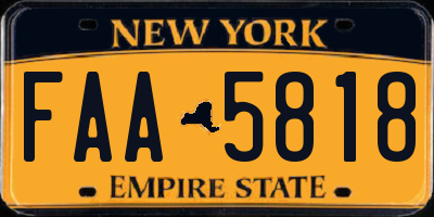 NY license plate FAA5818