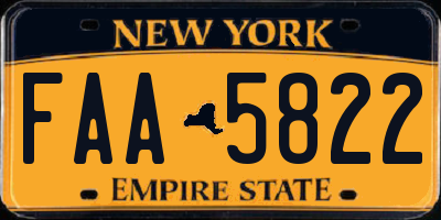 NY license plate FAA5822