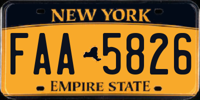 NY license plate FAA5826