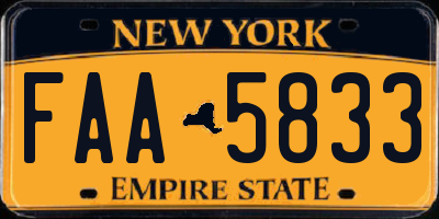 NY license plate FAA5833