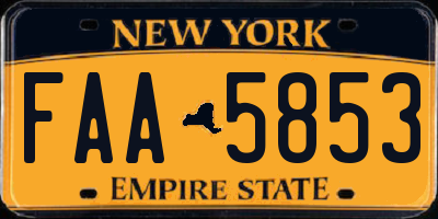 NY license plate FAA5853