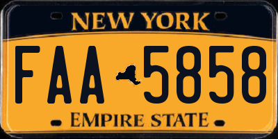 NY license plate FAA5858