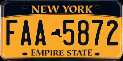 NY license plate FAA5872