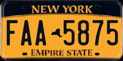 NY license plate FAA5875