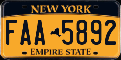 NY license plate FAA5892