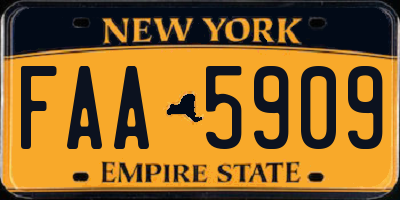 NY license plate FAA5909