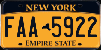 NY license plate FAA5922