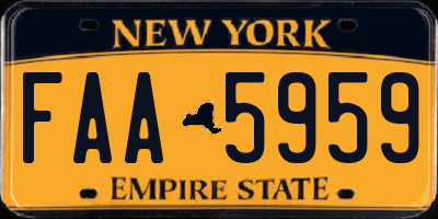 NY license plate FAA5959