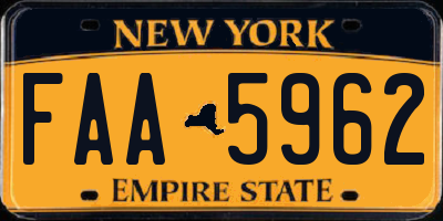 NY license plate FAA5962