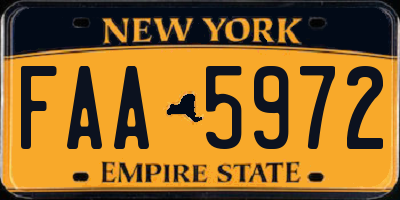 NY license plate FAA5972