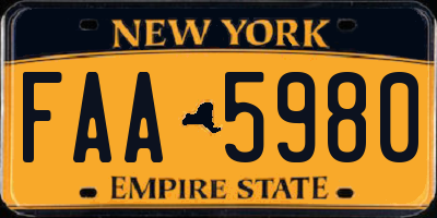 NY license plate FAA5980