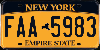 NY license plate FAA5983