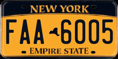 NY license plate FAA6005