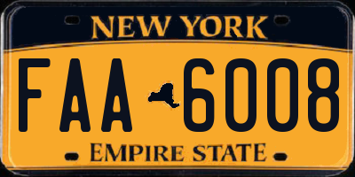 NY license plate FAA6008