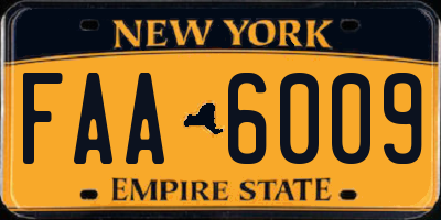 NY license plate FAA6009