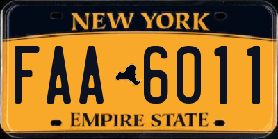 NY license plate FAA6011