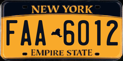 NY license plate FAA6012