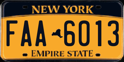 NY license plate FAA6013