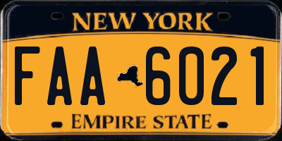 NY license plate FAA6021