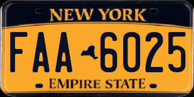 NY license plate FAA6025