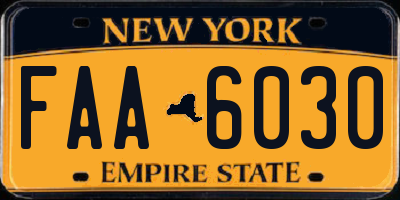 NY license plate FAA6030