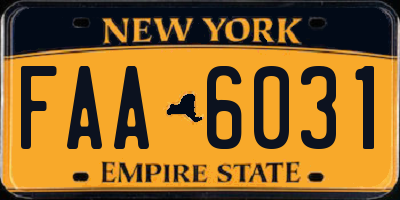 NY license plate FAA6031