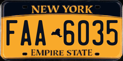 NY license plate FAA6035