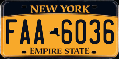 NY license plate FAA6036