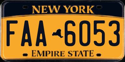 NY license plate FAA6053