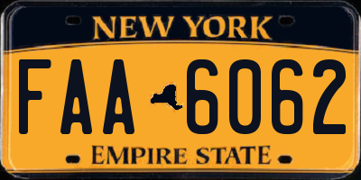 NY license plate FAA6062