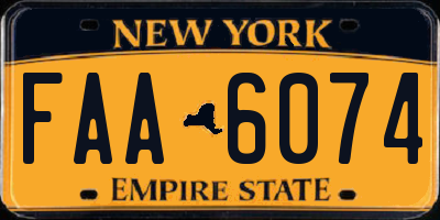 NY license plate FAA6074