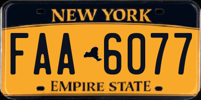 NY license plate FAA6077