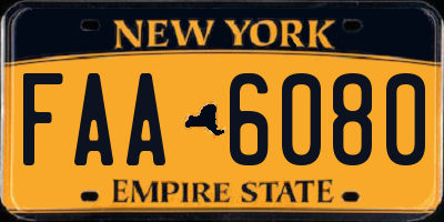 NY license plate FAA6080