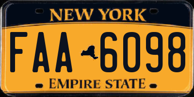 NY license plate FAA6098