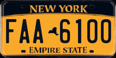 NY license plate FAA6100