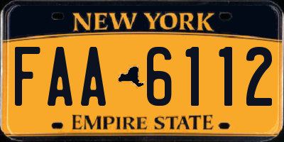 NY license plate FAA6112