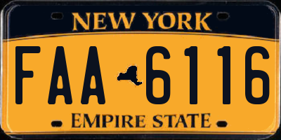 NY license plate FAA6116