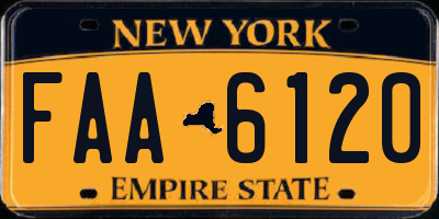 NY license plate FAA6120