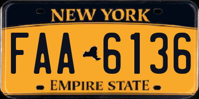 NY license plate FAA6136