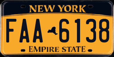 NY license plate FAA6138