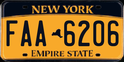 NY license plate FAA6206