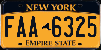 NY license plate FAA6325