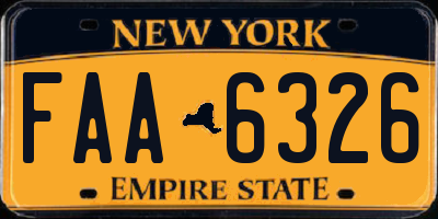 NY license plate FAA6326