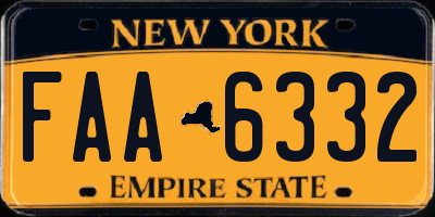 NY license plate FAA6332