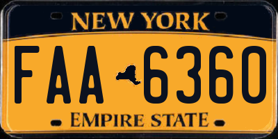 NY license plate FAA6360