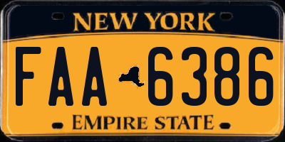 NY license plate FAA6386