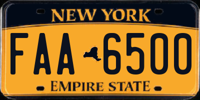 NY license plate FAA6500